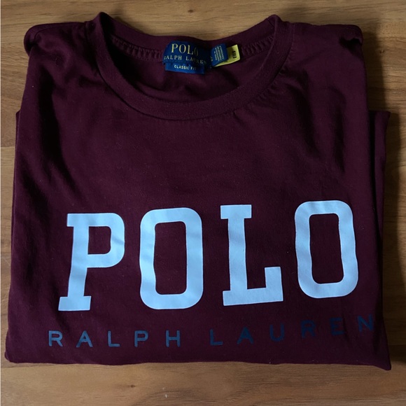Ralph Lauren Polo Men’s Long Sleeve Classic Fit T-Shirt in Maroon size Large - Picture 5 of 7